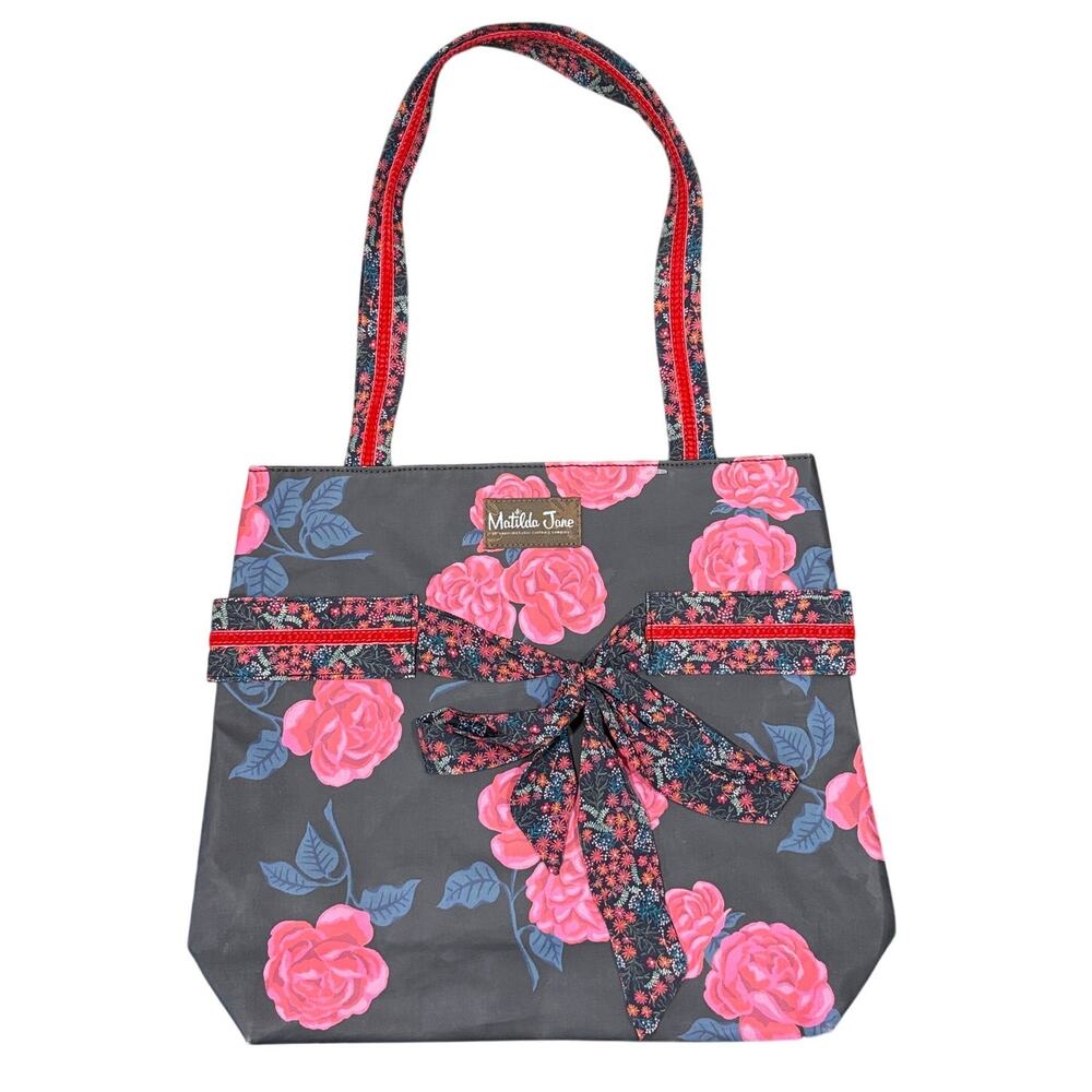 Matilda Jane Heart Strings Tote Bag Floral Boho Velvet Trim Brown Carryall Purse